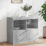 Servantă cu lumini LED, gri beton, 81x37x67 cm