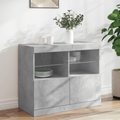 vidaXL Servantă cu lumini LED, gri beton, 81x37x67 cm