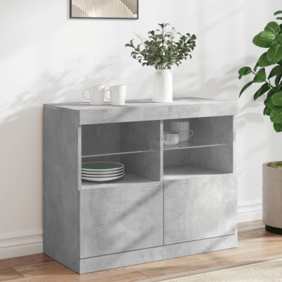 vidaXL Servantă cu lumini LED, gri beton, 81x37x67 cm 836661 foto
