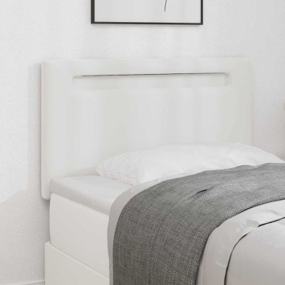 vidaXL Tăblie cap cu lumini cu bandă LED Pe perete Alb 100 cm PVC foto