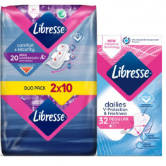 Pachet Absorbante Libresse Maxi Goodnight Duo, 20 bucati & Absorbante zilnice Libresse Normal, 32 bucati