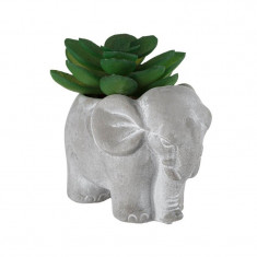 Ghiveci decorativ in forma de elefant cu planta artificiala, 8x5x7.5 cm, ATU-085514