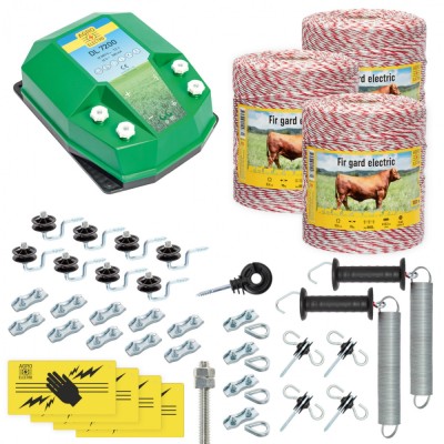 Pachet gard electric complet 3000&amp;nbsp;m, 7,2&amp;nbsp;Joule, pentru animale domestice foto