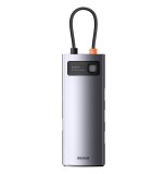 HUB extern Baseus Metal Gleam, conectare PC USB Type-C, porturi USB 3.0 x 4, gri &quot;WKWG070013&quot; (timbru verde 0.8 lei) - 6932172608637