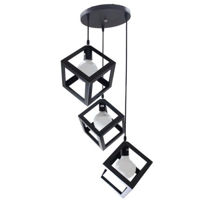 Pendul Fedra 3xE27 negru metal 528/3R