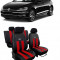 Huse scaune auto piele si textil VW GOLF VII (2012-2019) Negru+Rosu