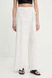 Answear Lab pantaloni de bumbac culoarea alb, lat, high waist