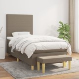 Cumpara ieftin Pat box spring cu saltea, gri taupe, 100x200 cm, textil