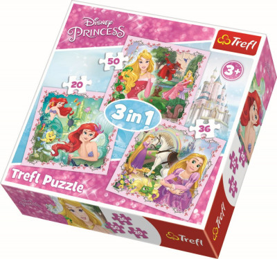 Puzzle Trefl 3 in 1, Lumea minunata a printeselor 20 36 50 foto