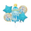 Set Baloane Botez It&#039;s a Boy Gender Reveal, 5 piese: Biberon, Stele, Rotunde, Albastru