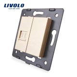 Cumpara ieftin Priza telefon Livolo aurie pentru montaj &icirc;n perete, design elegant