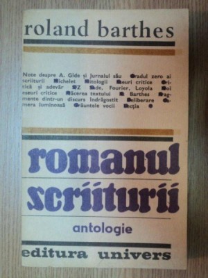 ROMANUL SCRIITURII de ROLAND BARTHES , BUC.1987 foto