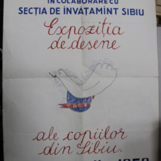 AFIS , MUZEUL BRUCKENTHAL , EXPOZITIA DE DESENE ALE COPIILOR DIN SIBIU , 1 IUNIE - 1 IULIE , 1959