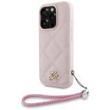 Husa iPhone 16 Pro Max Karl Lagerfeld Quilted Initial Logo &amp; Chain Strap, roz, KLHCP16XPSQSKLSMSP