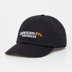 Superdry șapcă de baseball din bumbac culoarea negru, cu imprimeu