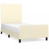Cumpara ieftin Cadru de pat cu tablie, crem, 90x200 cm, piele ecologica