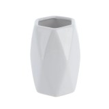 Suport Periuțe Ceramică Design Diamant &ndash; Alb