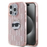 Husa iPhone 15 Pro Max Karl Lagerfeld IML Luxury, Choupette Head&amp;Monogram, roz, KLHCP15XHKLPCHP