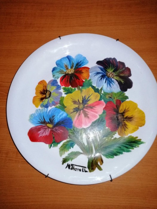 Farfurie portelan de colectie Gustavsberg Suedia buchet de flori colorate