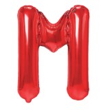 Balon folie metalizata litera m, flippy, 40 cm, umflati cu heliu sau aer, ambalaj individual, pai inclus, rosu