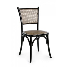 Scaun din lemn negru cu insertie rattan maro Carrel 45 cm x 53 cm x 89 h x 46 h1