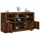 VidaXL Servantă cu lumini LED, stejar fumuriu, 123x37x67 cm