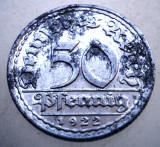 7.741 GERMANIA WEIMAR 50 PFENNIG 1922 D EROARE