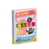 Set 6 creioane multia, , suprafete neon, Moulin Roty