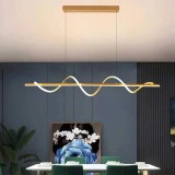 Lustra LED suspendata cu telecomanda AMINIA 80W, Liniara, lumina Rece/Calda/Neutra, Dimabila, Auriu, Inaltime Reglabila ModernLight Concept, Alessandro DESIGN
