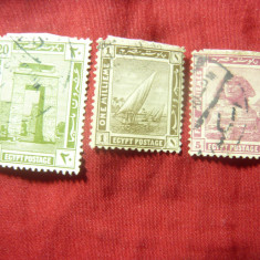 3 Timbre Egipt 1914 - Motive locale , val. 1m , 5m ,20m stampilate