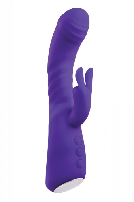 Vibrator Iepuras Vibrating &amp; Thrusting &amp; Warming, Silicon, USB, Mov, 21.8 cm