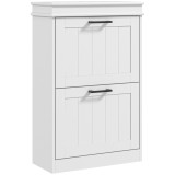 HOMCOM Dulap pentru Pantofi Spațios cu 2 Sertare Rabatabile pentru 10 Perechi de Pantofi, 54x24x82,5 cm, Alb | Aosom Romania