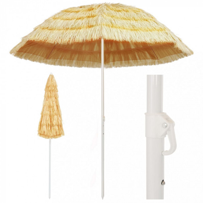 vidaXL Umbrelă de plajă, natural, 240 cm, stil hawaiian