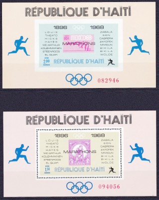 DB1 Sport Olimpiade Haiti 1968 Toti Castigatorii Proba Maraton 2 x MS MNH foto