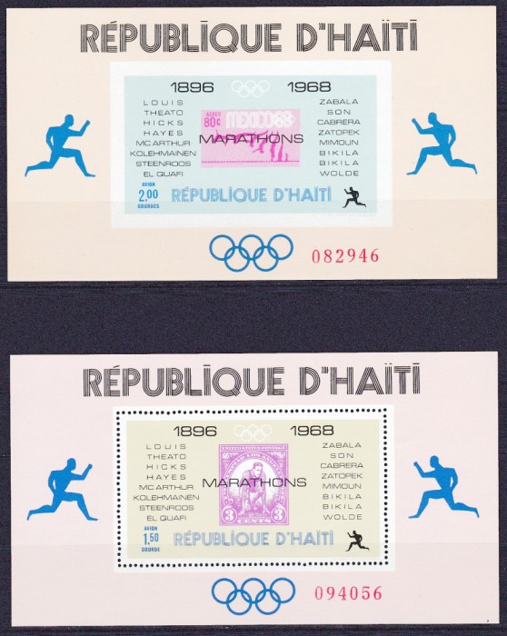 DB1 Sport Olimpiade Haiti 1968 Toti Castigatorii Proba Maraton 2 x MS MNH