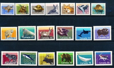 CANADA-FAUNA-LOT DE 19 TIMBRE NESTAMPILATE CONFORM ANEXEI foto