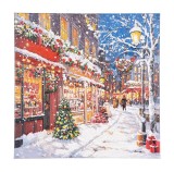Tablou Craciun pictat manual pe canvas Silent Night 60x3,5x60h