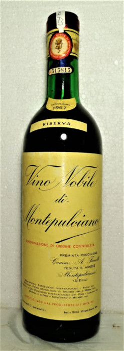 B 73, VIN ROSU NOBILE DI MONTEPIULCIANO RISERVA, DOC, Recoltare 1967 CL 72 GR 13