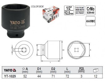 CHEIE TUBULARA HEXAGONALA DE IMPACT 1/2&amp;#039;&amp;#039;, YATO YT-1029 foto