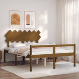 VidaXL Cadru de pat senior cu tăblie, maro miere, king size lemn masiv
