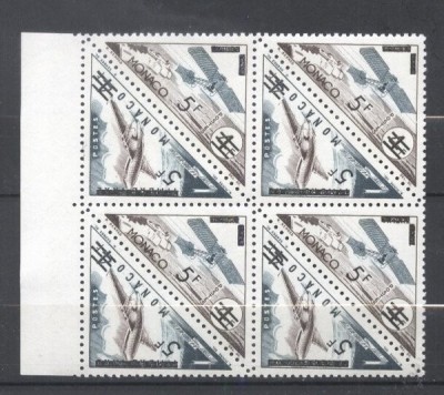 Monaco 1956 Definitives, Aviation x 4 pairs, 5 Fr., MNH S.254 foto
