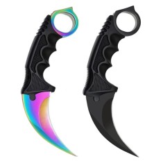 Set doua cutite karambit, 19 cm, multicolor/negru, teaca inclusa