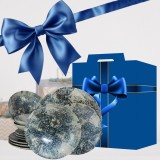 Set farfurii 12 piese, 4 persoane, Alb Ivoire cu Albastru