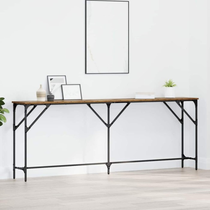 vidaXL Masă console Lemn Vechi 200 x 29 x 75 cm Lemn compus și metal