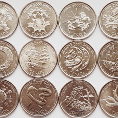 01B32 Canada set 12 monede 2000 25 cents - serie completa UNC