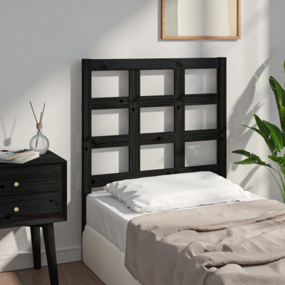vidaXL Tăblie de pat, negru, 80,5x4x100 cm, lemn masiv de pin foto