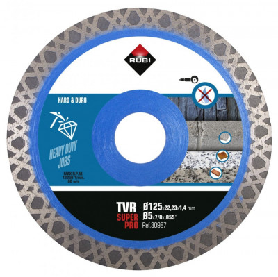 Disc diamantat pt. materiale foarte dure 125mm, TVR 125 SuperPro - RUBI-30987 foto