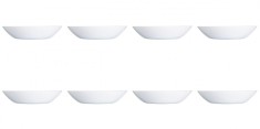 Set farfurii 8 piese, farfurii adanci, opal, albe, diametru 20 cm