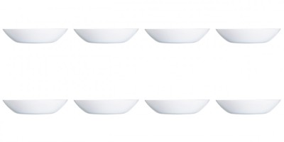 Set farfurii 8 piese, farfurii adanci, opal, albe, diametru 20 cm foto