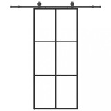 Cumpara ieftin Usa glisanta cu set de feronerie neagra 90x205 cm Sticla ESG